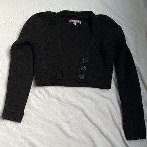 Women’s cropped black button up sweater